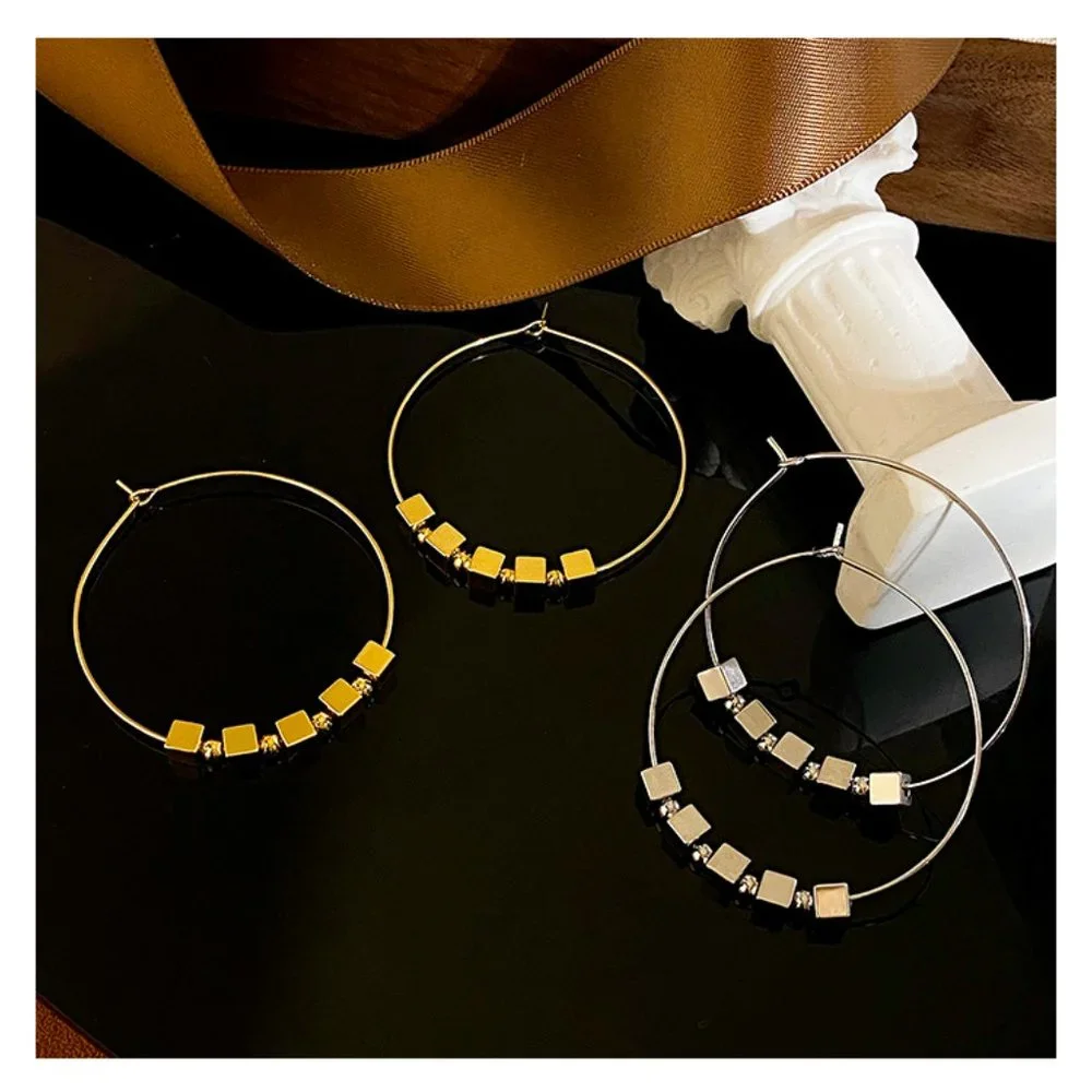 S925 Simple Circle Earrings Gold and Silver - Picture 8 of 13